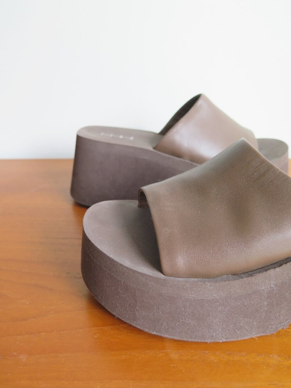 ITNO Two Wave Mule Platform Slides Brown Leather EU 38/US 7 - Picture 5 of 13